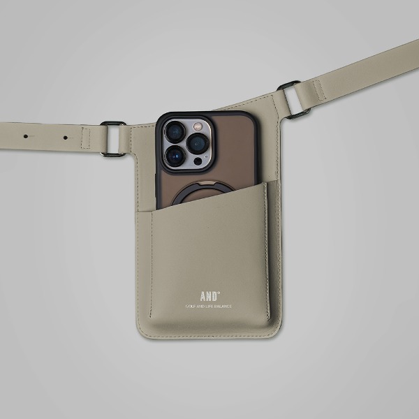 자체브랜드, AND GOLF 2ways Leather Phone Bag Latte_5/10 순차배송